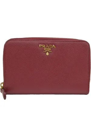 Prada Pre-owned, Dames, Rood, ONE Size, Leer, Tweedehands leren portemonnees