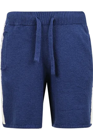 LANEUS Korte broeken, Heren, Blauw, M, Gestreepte Gebreide Bermuda Shorts