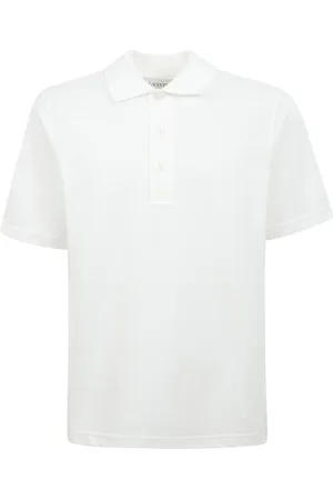 Lanvin Tops, Heren, Wit, M, Katoen, Katoenen Polo met Korte Mouwen