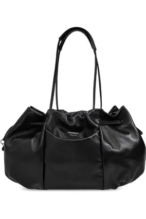 Emporio Armani Tassen, Dames, Zwart, ONE Size, Leer, Leren schoudertas