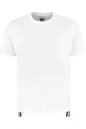 Thom Browne Tops, Heren, Wit, S, Katoen, Cotton Piqué T-shirt met asymmetrische zoom