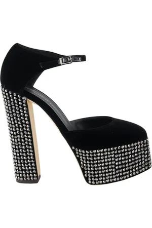 Giuseppe Zanotti Schoenen, Dames, Zwart, 38 1/2 EU, Leer, Baby Strass Pumps met kristalversieringen