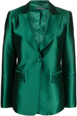 Alberta Ferretti Jassen, Dames, Groen, M, Satijn, Groene Satijnen Metallic Shirts Aw 23