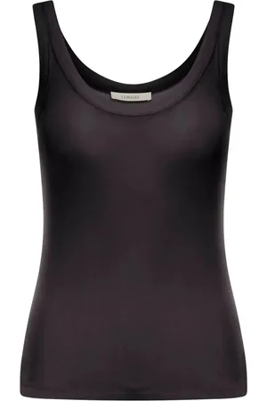 LEMAIRE Tops, Dames, Zwart, M, Zwart Rib Tank Top Dames Shirt