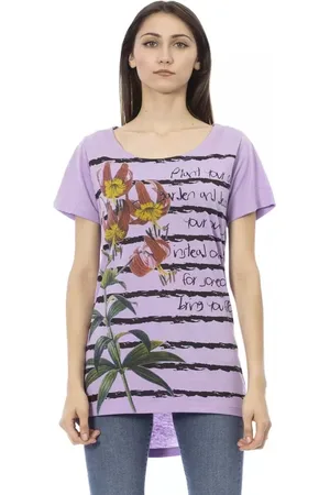 Trussardi Tops, Dames, Paars, S, Katoen, Chique Paars T-shirt met Ronde Hals