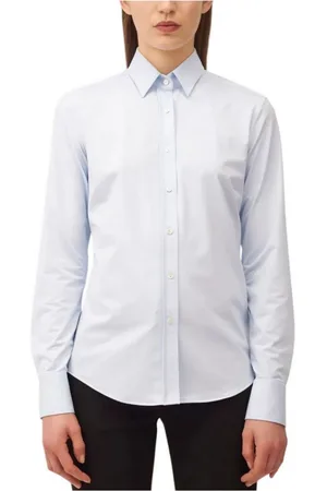 Xacus Blouses & Shirts, Dames, Blauw, XS, Heldere Blauwe Stretch Overhemd