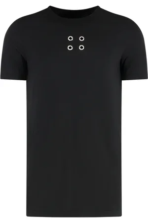 Rick Owens Tops, Heren, Zwart, S, Katoen, Katoenen Crew-neck T-shirt Metalen Oogjes
