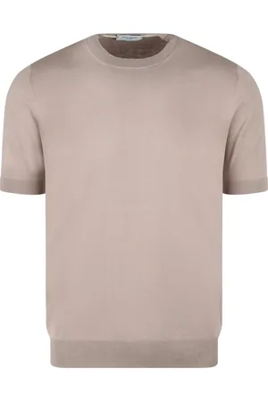 Paolo Pecora Tops, Heren, , S, Katoen, Katoenen Gebreid T-Shirt Regular Fit