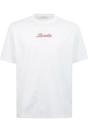Lanvin Tops, Heren, Wit, L, Katoen, Geborduurd katoenen T-shirt