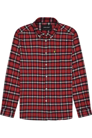 Lyle & Scott Overhemden, Heren, Rood, L, Katoen, Geruit Flanellen Overhemd