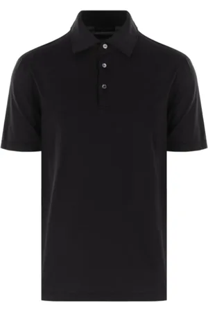 Roberto Collina Tops, Heren, Zwart, S, Katoen, Zwarte Katoenen Poloshirts Korte Mouw