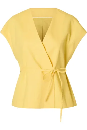 SELECTED Blouses & Shirts, Dames, Geel, S, Katoen, Gele Gekruiste Riemblouse