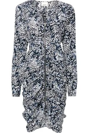 Isabel Marant Kleedjes, Dames, Veelkleurig, S, Midnight Blue Abstract Patroon Zijden Jurk