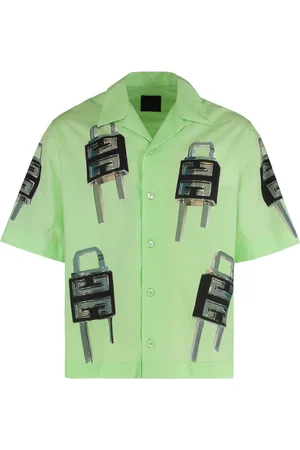 Givenchy Overhemden, Heren, Groen, L, Katoen, Katoenen Shirt met Boxy Fit