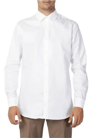 SELECTED Overhemden, Heren, Wit, S, Katoen, Witte Katoenen Overhemd Lange Mouw