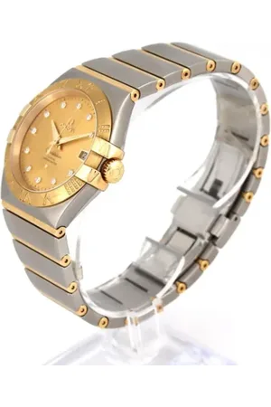 Omega Pre-owned, Heren, Geel, ONE Size, Pre-owned Stainless Steel watches