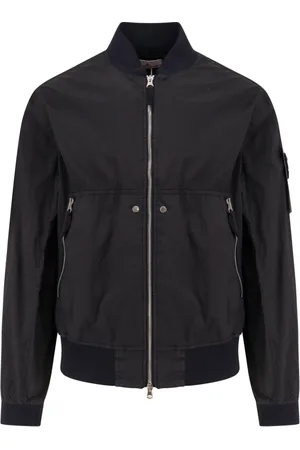 Stone Island Jassen, Heren, Blauw, M, Nylon, Blauwe Ritsjas met Ribboord