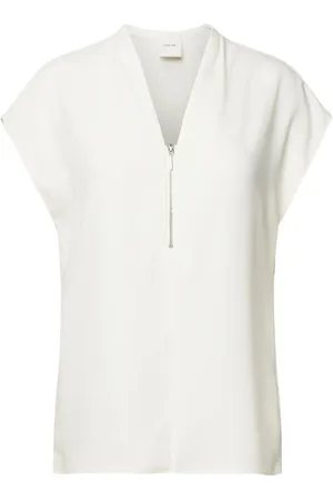 Calvin Klein Blouses & Shirts, Dames, Wit, XS, Polyester, Georgette Rits Blouse Elegant Modern
