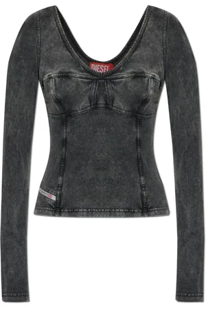 Diesel Tops, Dames, Grijs, L, Katoen, Top T-Elin