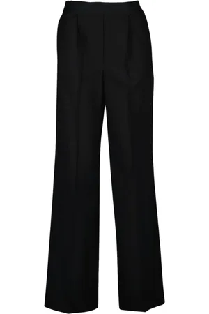 Msgm Broeken, Dames, Zwart, S, Wol, Wollen Rechte Pijp Broek