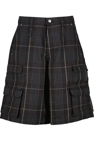 Dior Korte broeken, Heren, Zwart, M, Katoen, Geruite rechte snit katoenen broek