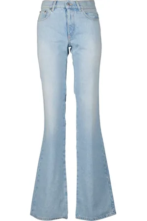 OFF-WHITE Jeans, Dames, Blauw, W25, Denim, Vervaagde Denim Jeans