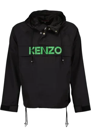 Kenzo Jassen, Heren, Zwart, S, Nylon, Logo Windbreaker Jas