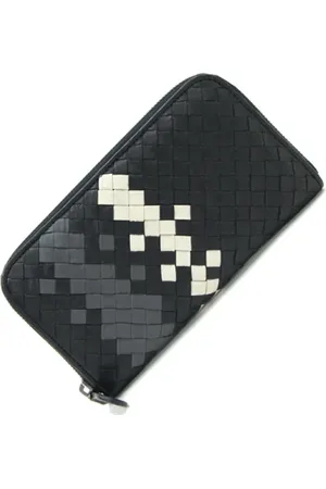 Bottega Veneta Pre-owned, Heren, Zwart, ONE Size, Leer, Tweedehands leren portemonnees