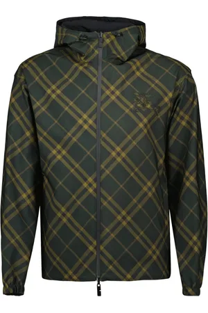 Burberry Jassen, Heren, Groen, L, Omkeerbare windjack geruit zwart heren