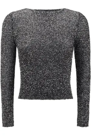 Balenciaga Tops, Dames, Zwart, S, Pailletten, Sprankelende Paillet Ronde Hals Top