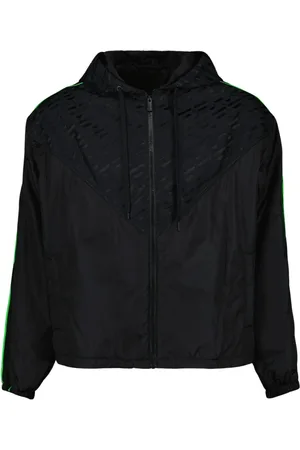 VERSACE Jassen, Heren, Zwart, L, Nylon, Windjack met Greca Print