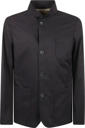 HERNO Jassen, Heren, Blauw, M, Katoen, Blauw Katoen Feel Korte Jas