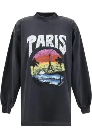 Balenciaga Tops, Dames, Zwart, M, Katoen, Paris Sunset LS T-shirt