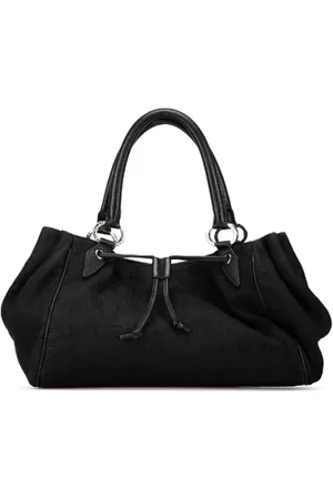 Bvlgari Pre-owned, Dames, Zwart, ONE Size, Leer, Tweedehands Canvas handtassen