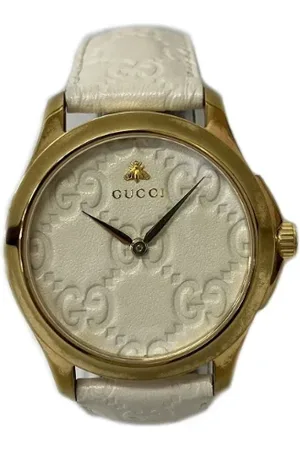 Gucci Pre-owned, Dames, Wit, ONE Size, Tweed, Pre-owned Metal watches