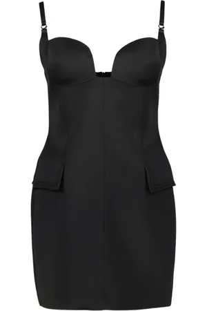 COPERNI Kleedjes, Dames, Zwart, S, Viscose Korset Jurk Kort Effen Kleur