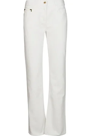 Palm Angels Jeans, Dames, Wit, W25, Denim, Tubular Denim Boot-Cut Jeans