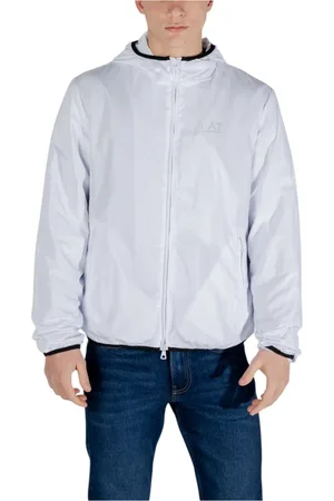 EA7 Jassen, Heren, Wit, 2Xl, Polyester, Witte Rits Blazer Lange Mouw