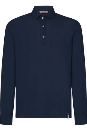 DRUMOHR Tops, Heren, Blauw, 2Xl, Katoen, Blauw Poloshirt Casual Stijl
