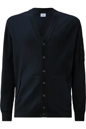 C.P. Company Truien, Heren, Blauw, L, Katoen, Blauwe Vest met Geribbelde V-Hals
