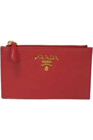 Prada Pre-owned, Dames, Rood, ONE Size, Leer, Tweedehands leren portemonnees