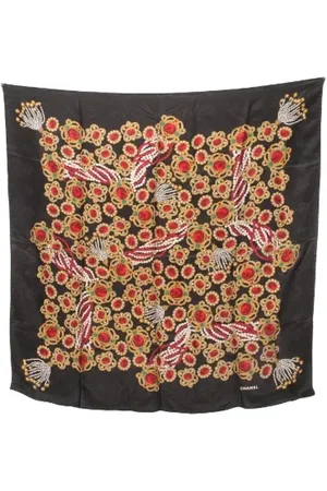 CHANEL Pre-owned, Dames, Zwart, ONE Size, Pre-owned Silk scarves