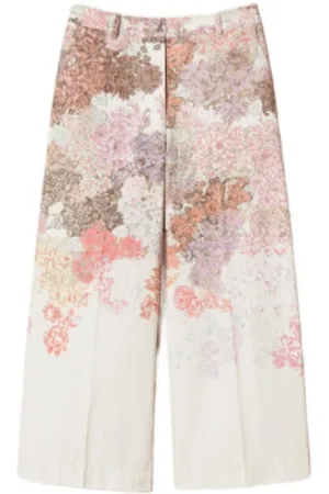 Twin-Set Broeken, Dames, Veelkleurig, M, Zomer Sand Camouflage Broek