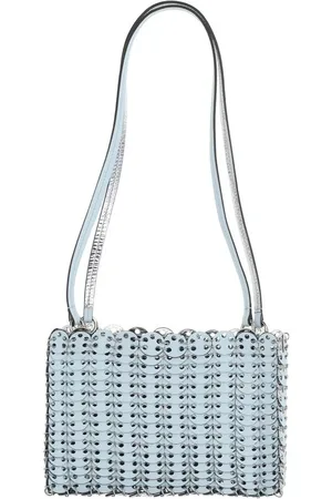 Paco rabanne Tassen, Dames, Blauw, ONE Size, Omkeerbare schoudertas met schijfdetail