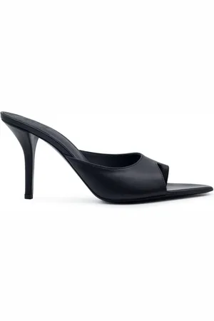 Gia Borghini Schoenen, Dames, Zwart, 40 EU, Leer, Zwarte leren sandalen met logohak