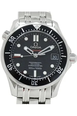 Omega Pre-owned, Heren, Zwart, ONE Size, Pre-owned Stainless Steel watches