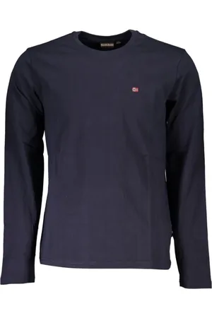 Napapijri Tops, Heren, Blauw, S, Geborduurd Logo Longsleeve T-Shirt