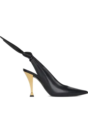 Givenchy Schoenen, Dames, Zwart, 36 EU, Leer, Zwarte Slingback Pumps Elegante Strikdetail