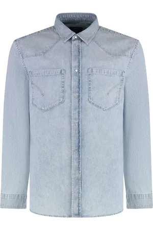 Dondup Overhemden, Heren, Blauw, L, Katoen, Katoenen Denim Shirt met Zakken