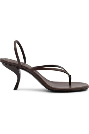Gia Borghini Schoenen, Dames, Bruin, 38 EU, Leer, Bruin Leren Aurora Sandalen met Gebeeldhouwde Hak
